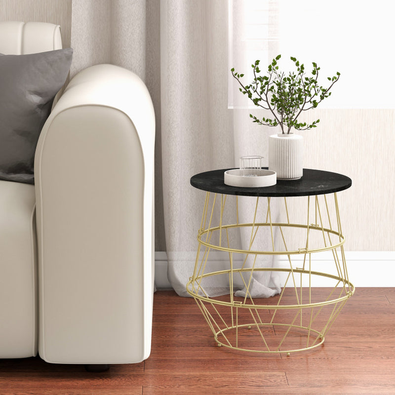 Round Metal Frame Side Table with Removable Top