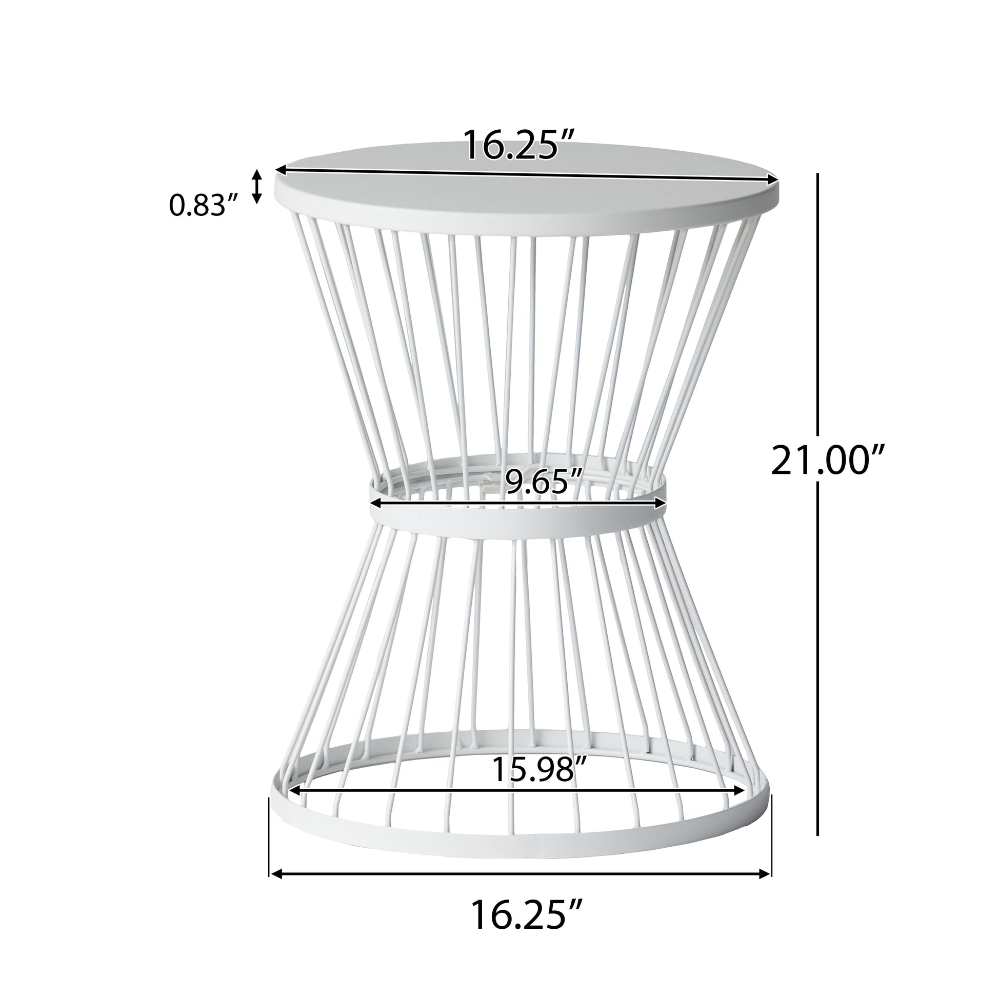 Lassen Outdoor Metal 16 Inch Side Table in Matte White