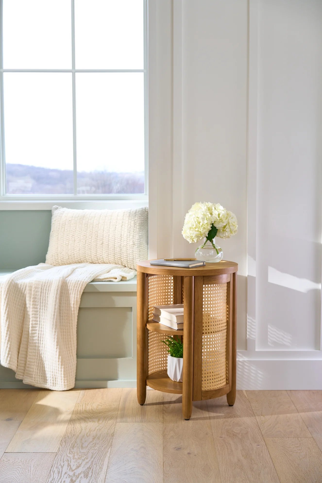 Springwood Caning Side Table, Light Honey Finish