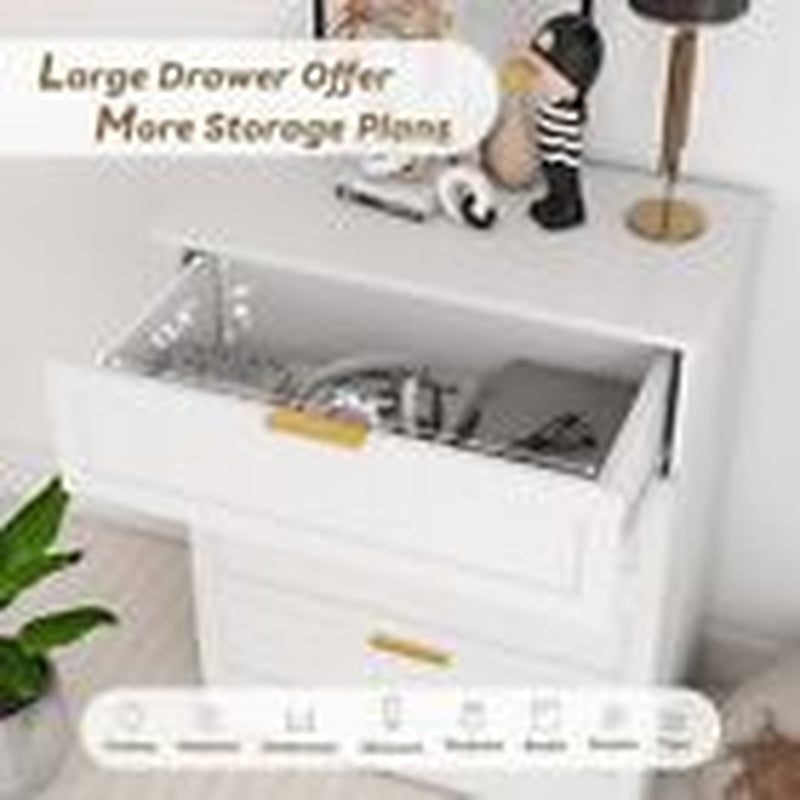 4 Drawer Dresser for Bedroom, Tall Bedroom Dresser with Large Drawer & White