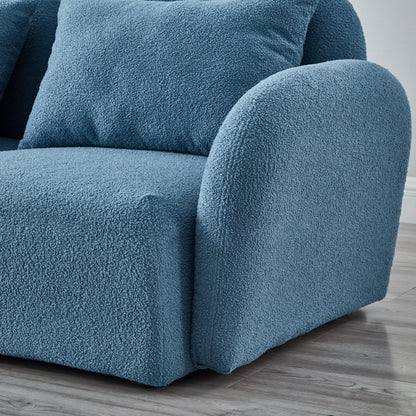 Living Room Furniture Lazy Sofa Chair Teddy Fabric Blue