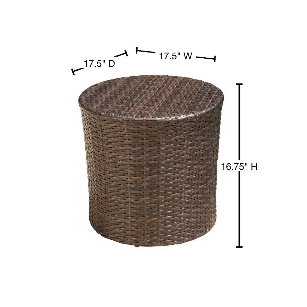 Alan Multi-Brown round Faux Rattan Outdoor Patio Side Table