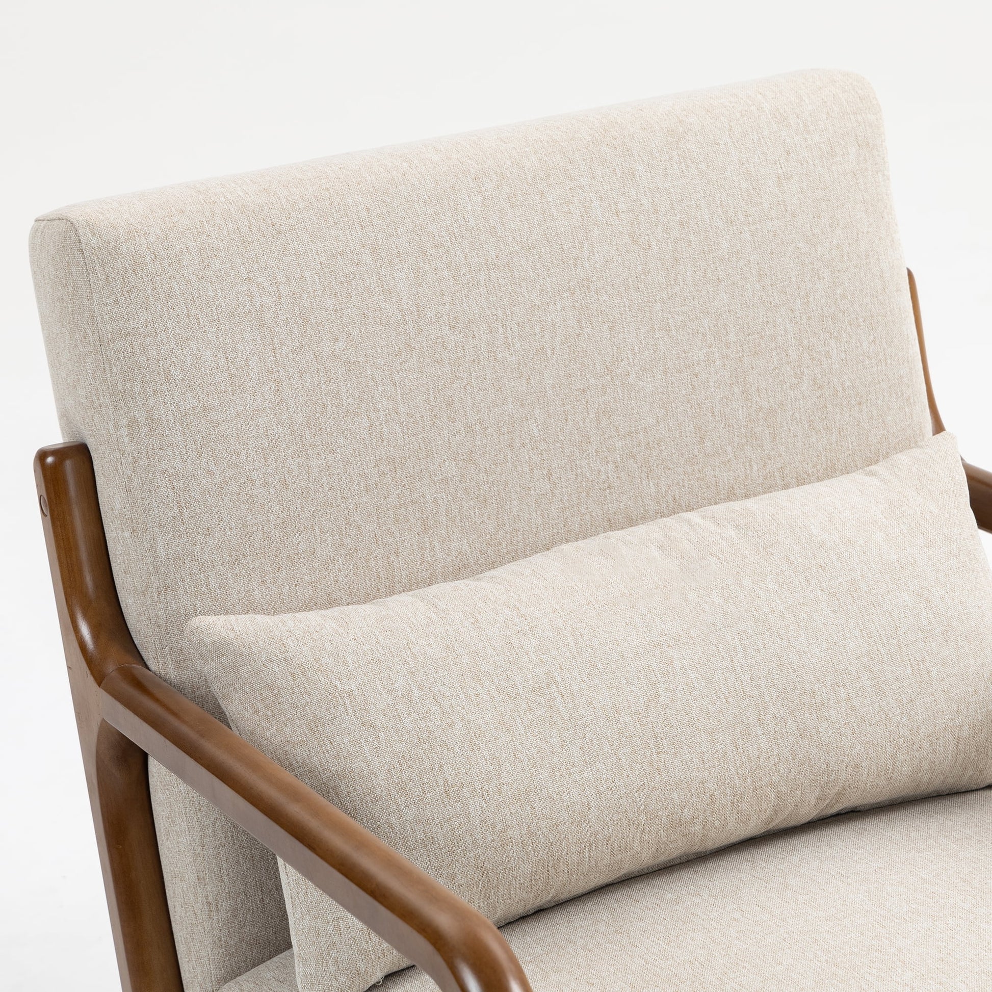 Wood Arm Accent Chair, Beige