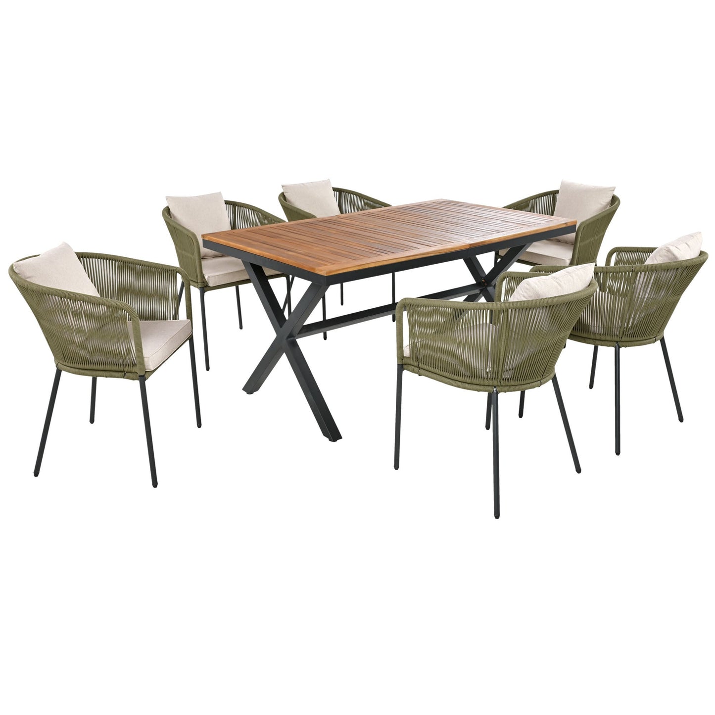 7 Pieces Patio Dining Set, All-Weather Outdoor Furniture Set with