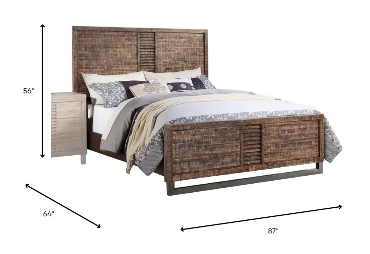 87inches X 64inches X 56inches Reclaimed Oak Queen Bed