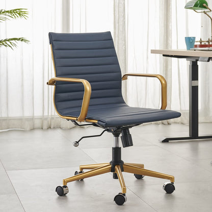 Blue Gold Office Chair Blue Gold Office Desk Chair Modern Office Chair Ergonomic Cute Desk Chair (3011 Gold Blue)