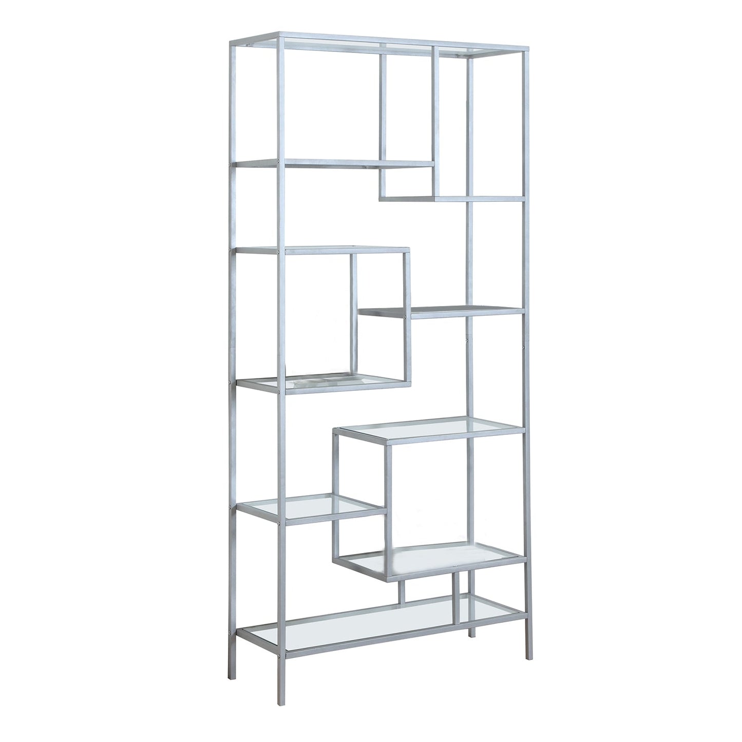 72inches Metal and Tempered Glass Bookcase