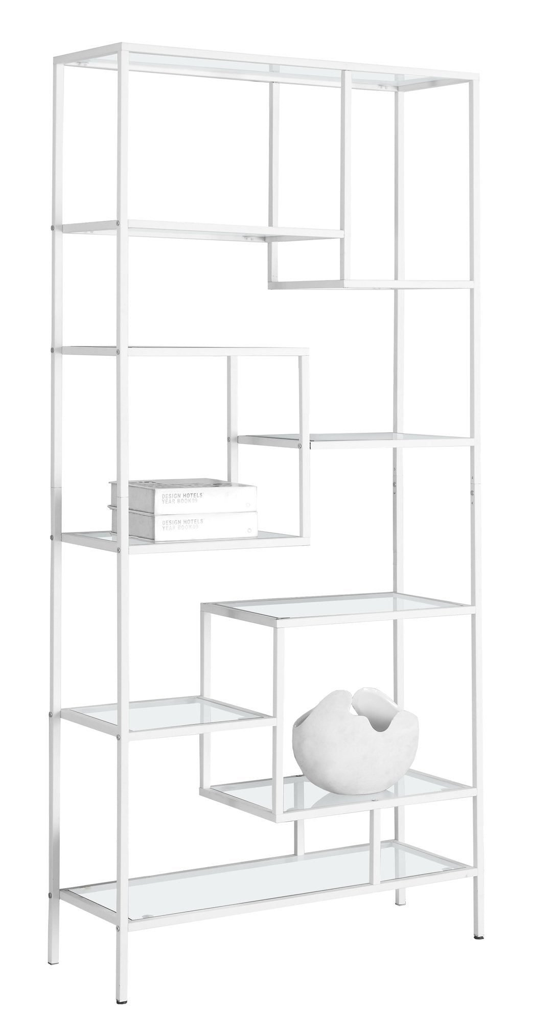 72inches Metal and Tempered Glass Bookcase