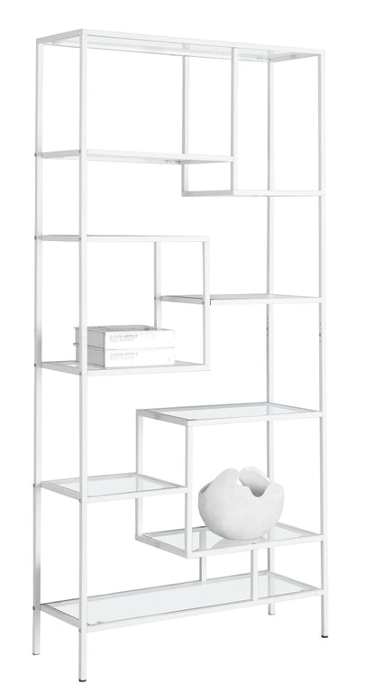 72inches Metal and Tempered Glass Bookcase