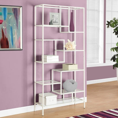 72inches Metal and Tempered Glass Bookcase