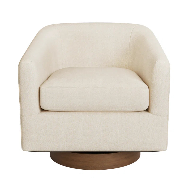 Forno Upholstered Swivel Barrel Chair with Wood Base