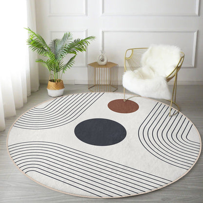 Abstract Round Rug, Minimalist Home Decor Area Rug, Non Slip Circle