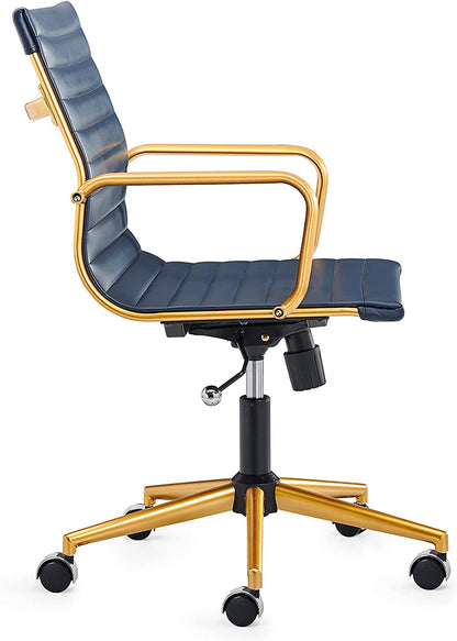 Blue Gold Office Chair Blue Gold Office Desk Chair Modern Office Chair Ergonomic Cute Desk Chair (3011 Gold Blue)