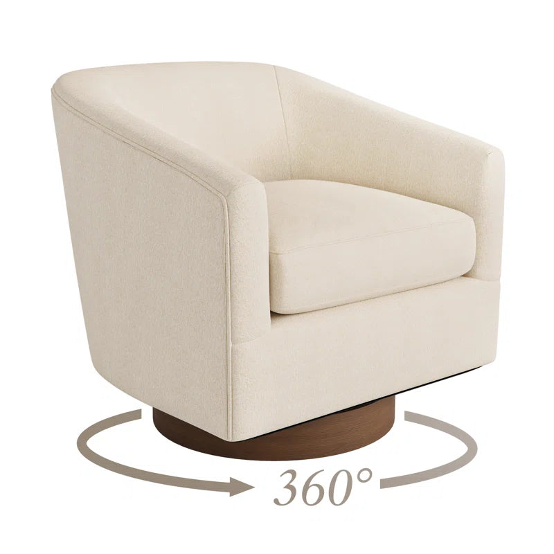 Forno Upholstered Swivel Barrel Chair with Wood Base