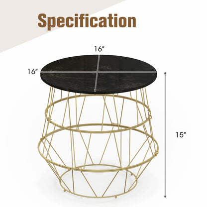 Round Metal Frame Side Table with Removable Top