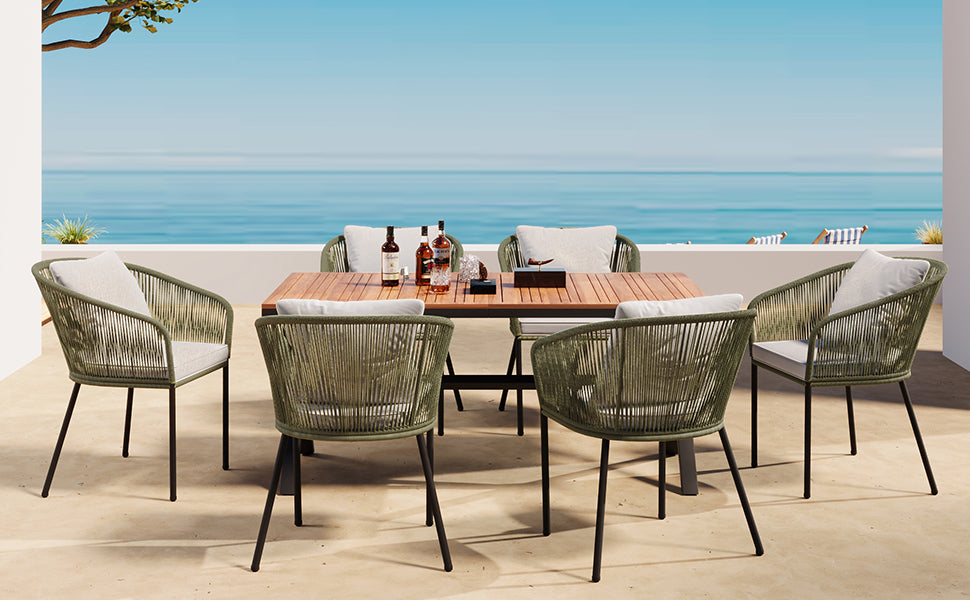 7 Pieces Patio Dining Set, All-Weather Outdoor Furniture Set with