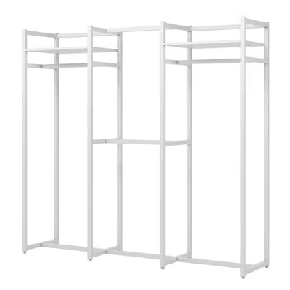 Cynthia White Freestanding Garment Rack Closet Organizer with Hanging Rods and Storage Shelves