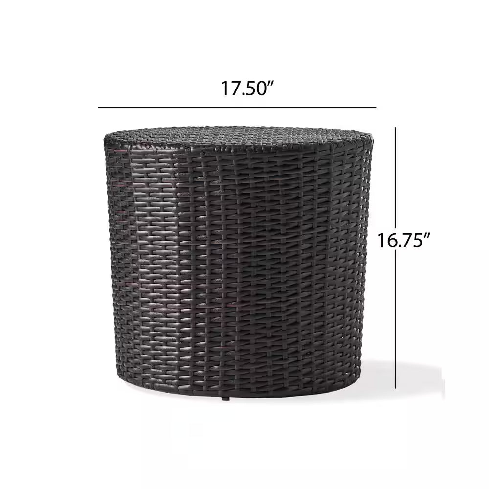 Alan Multi-Brown round Faux Rattan Outdoor Patio Side Table