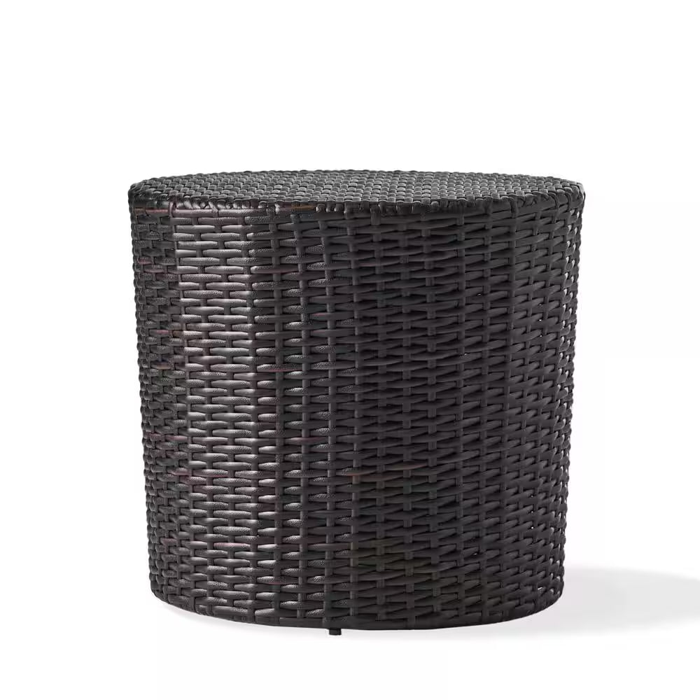 Alan Multi-Brown round Faux Rattan Outdoor Patio Side Table