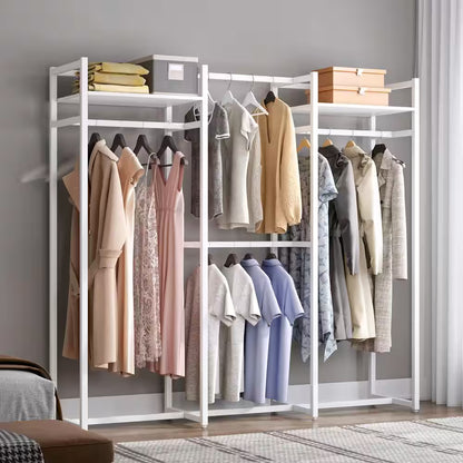 Cynthia White Freestanding Garment Rack Closet Organizer with Hanging Rods and Storage Shelves