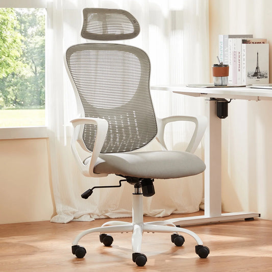 Office Chair, Adjustable Ergonomic Mesh Desk Chair with High Back, Headrest, 250Lbs, Gray