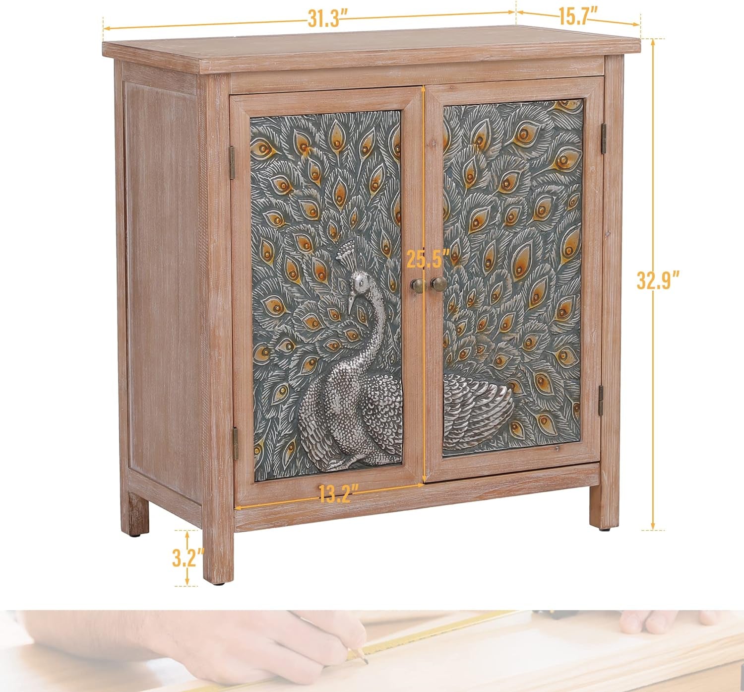 Accent Cabinet with Doors Decorative Storage Cabinet Farmhouse Cabinet for Living Room, Hallway or Entryway