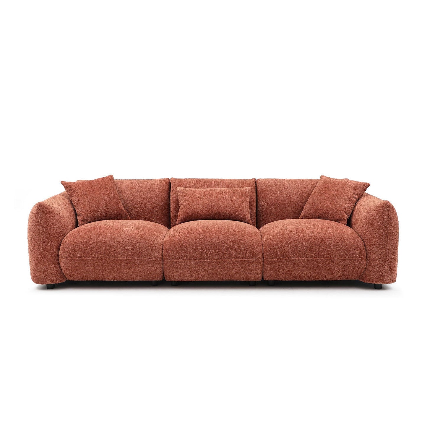 Luxurious Mid-Century Modern 3-Seater Sofa in Vibrant Orange