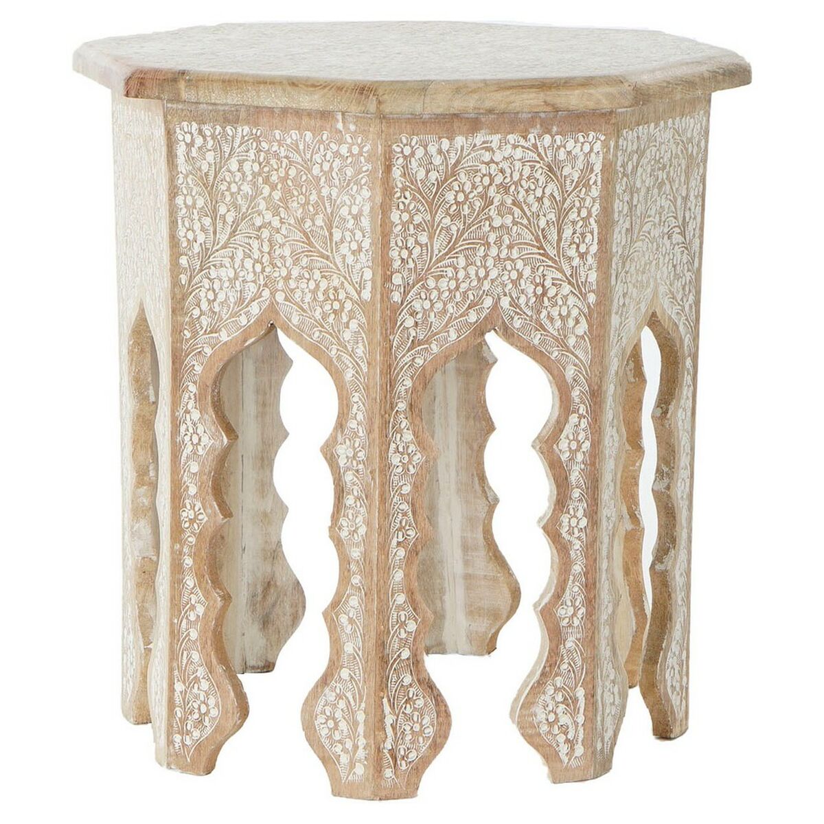 Side table DKD Home Decor White Brown Multicolour Wood Plastic Mango