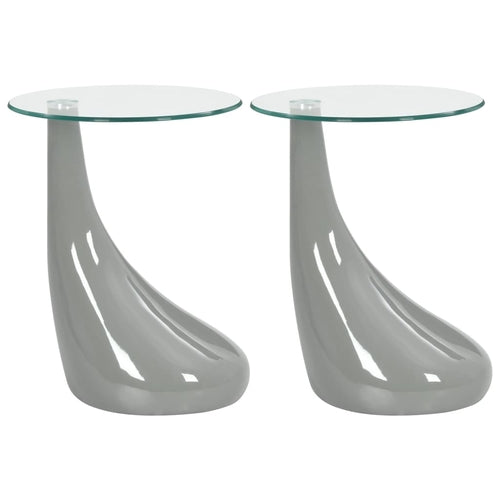 Coffee Table with Round Glass Top High Gloss Gray