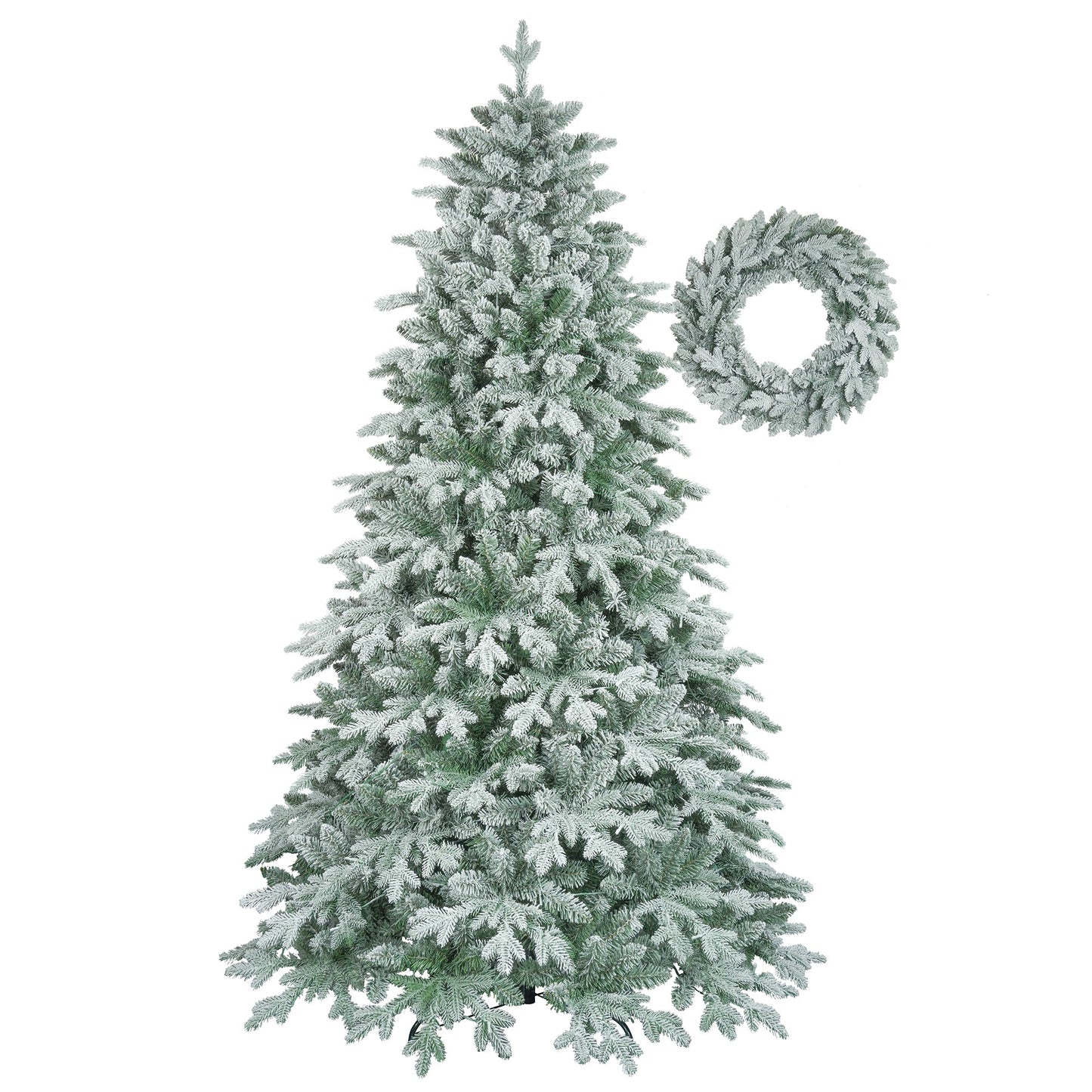 7ft Lighted Artificial Christmas Tree with Wreath Set of 2 , Christmas