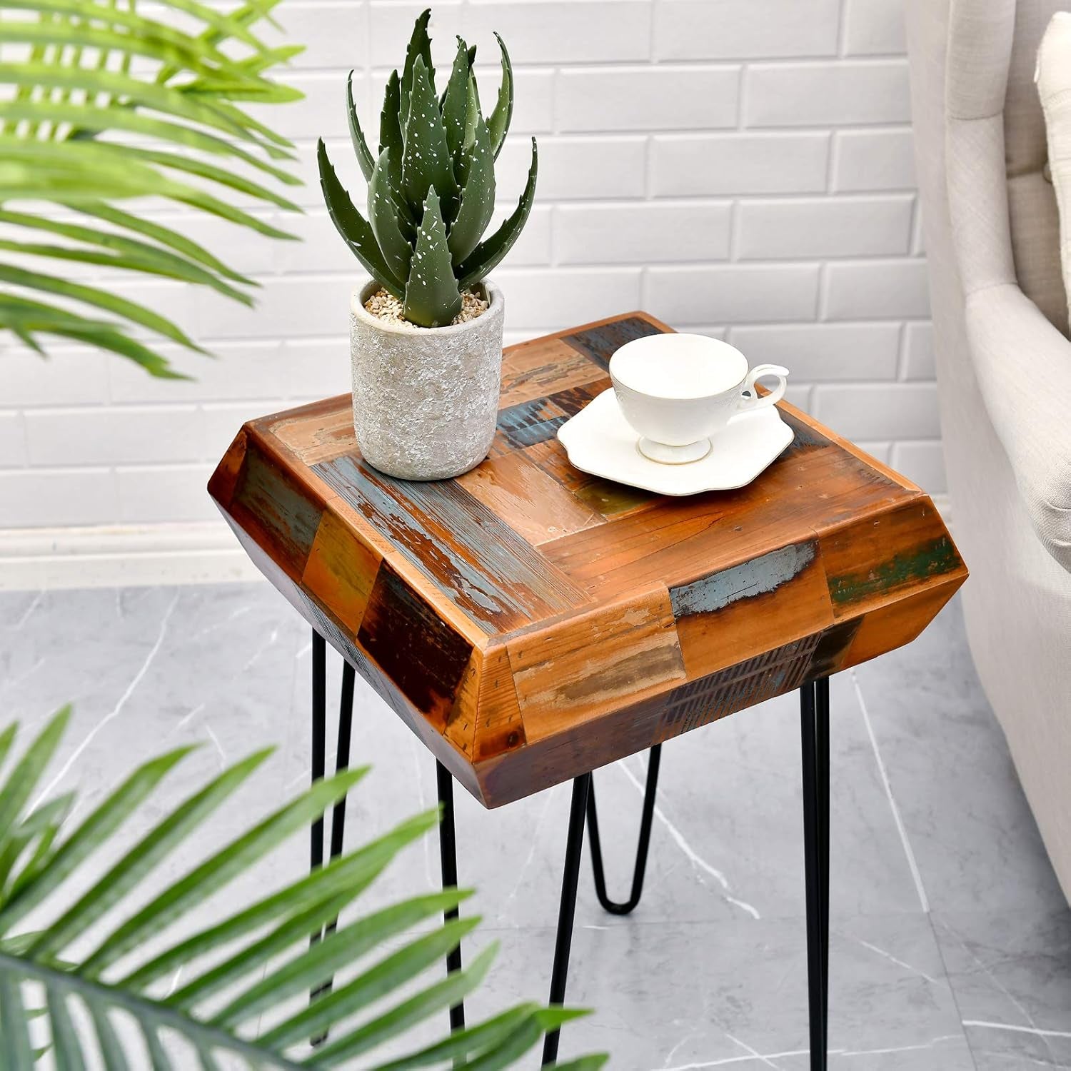 Side Table Reclaimed Wood (3D Square)