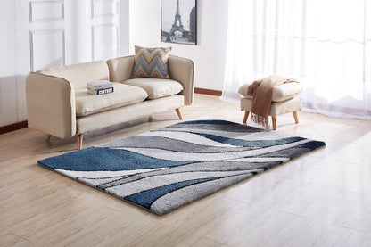 Aria Blue & Gray Soft Pile Shaggy Area Rug