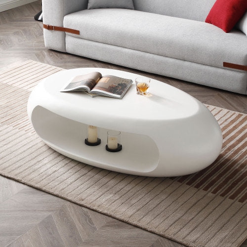 47.24'' Modern Oval Coffee Table, Sturdy Fiberglass Center Cocktail