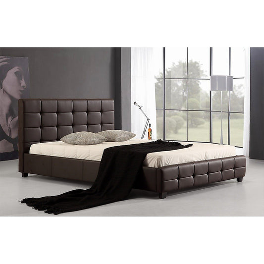 Double Brown PU Leather Deluxe Bed Frame