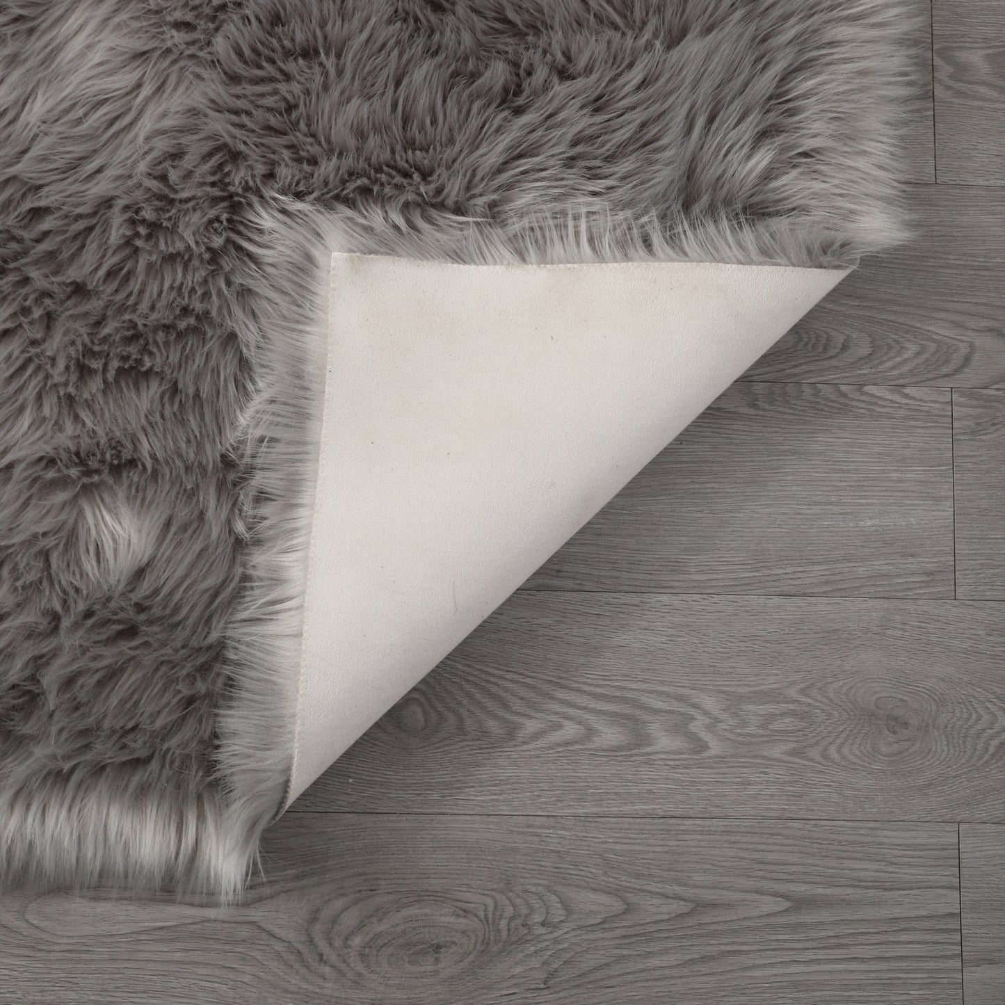 Cozy Ultra Soft Fluffy Faux Fur Light Grey Area Rug