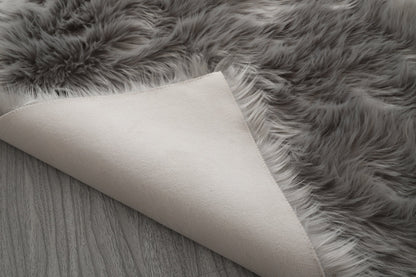 Cozy Ultra Soft Fluffy Faux Fur Light Grey Area Rug