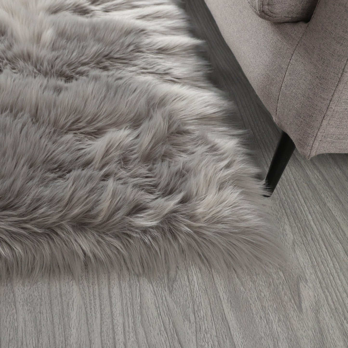 Cozy Ultra Soft Fluffy Faux Fur Light Grey Area Rug