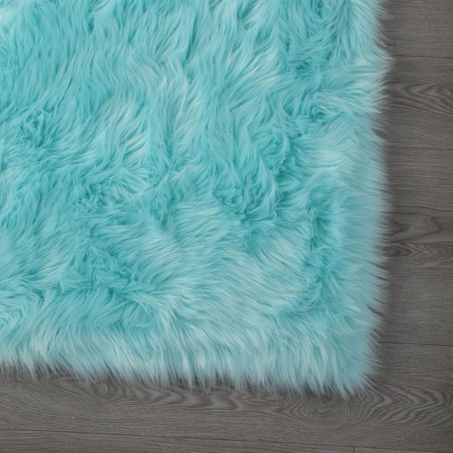 Cozy Ultra Soft Fluffy Faux Fur Turquoise Area Rug