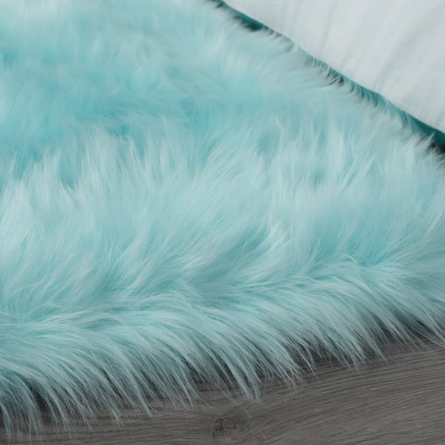 Cozy Ultra Soft Fluffy Faux Fur Turquoise Area Rug