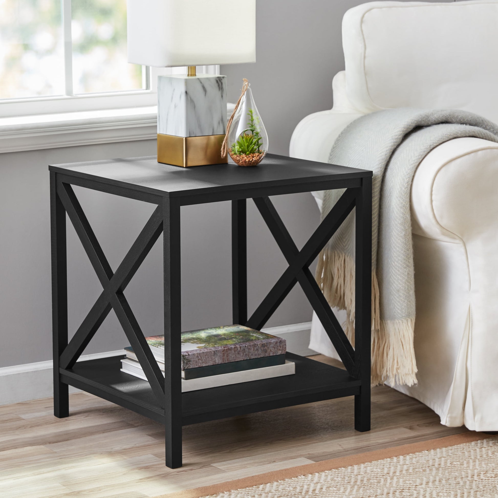 Farmhouse Square Side Table, Black