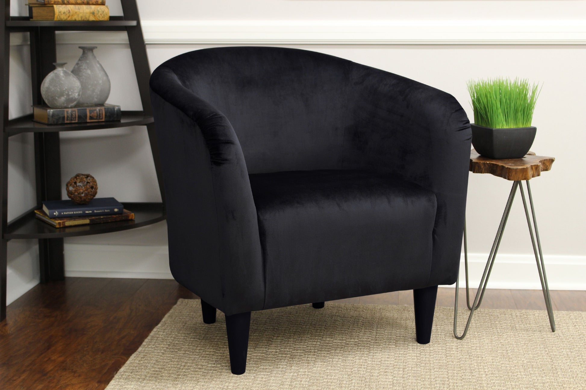 Microfiber Tub Accent Chair, Black