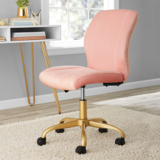 Plush Velvet Office Chair, Blush