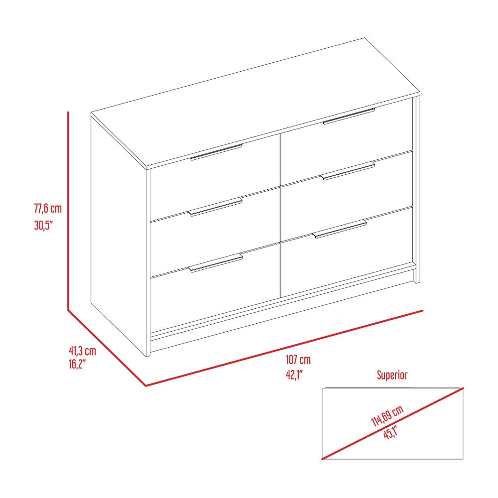 4 Drawer Double Dresser Maryland, Metal Handle, Black Wengue / Pine