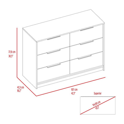 4 Drawer Double Dresser Maryland, Metal Handle, Black Wengue / Pine