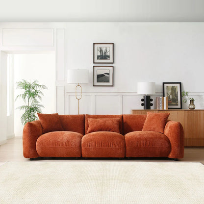 Luxurious Mid-Century Modern 3-Seater Sofa in Vibrant Orange