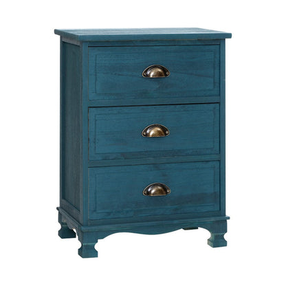 Artiss Bedside Tables Drawers Side Table Cabinet Vintage Blue Storage