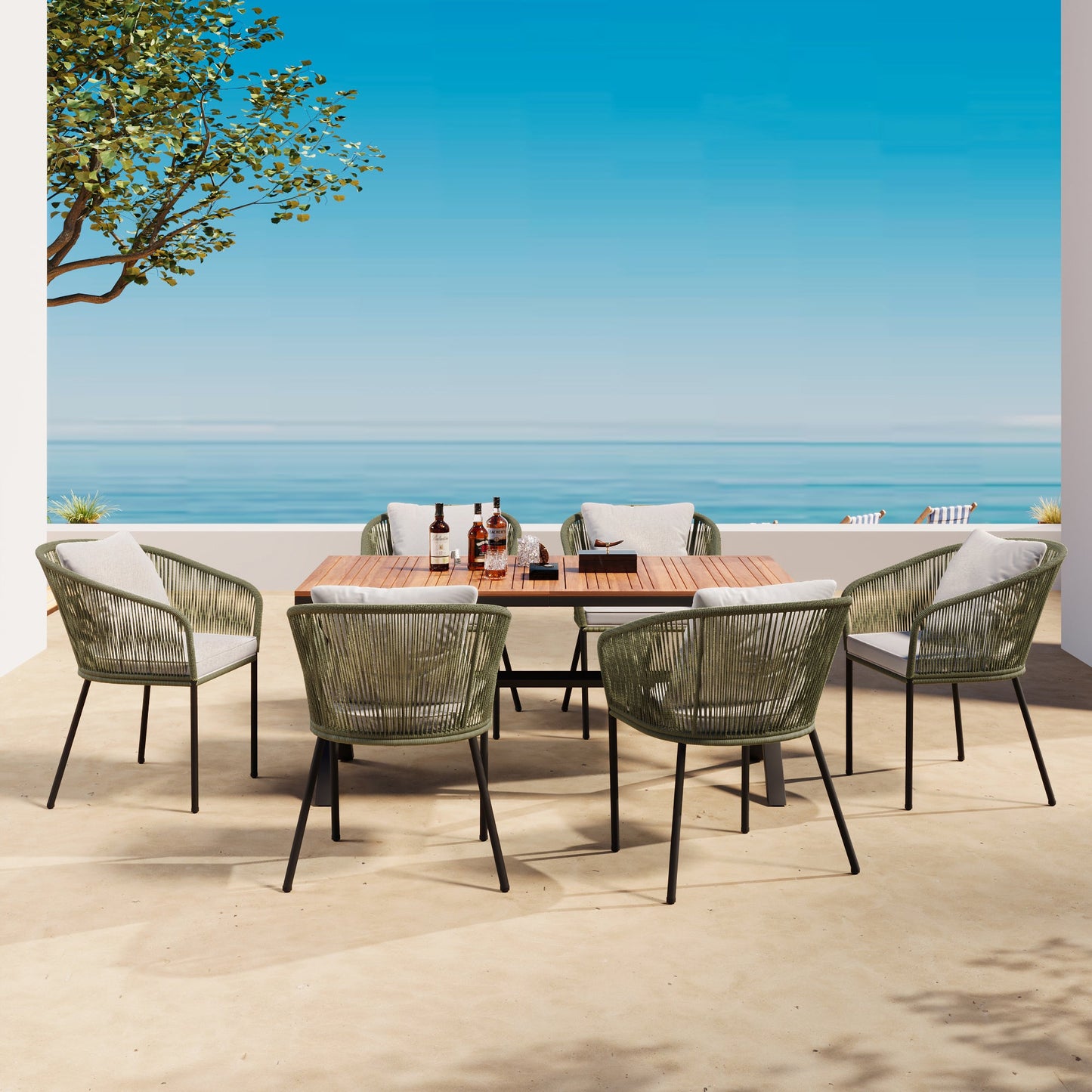 7 Pieces Patio Dining Set, All-Weather Outdoor Furniture Set with