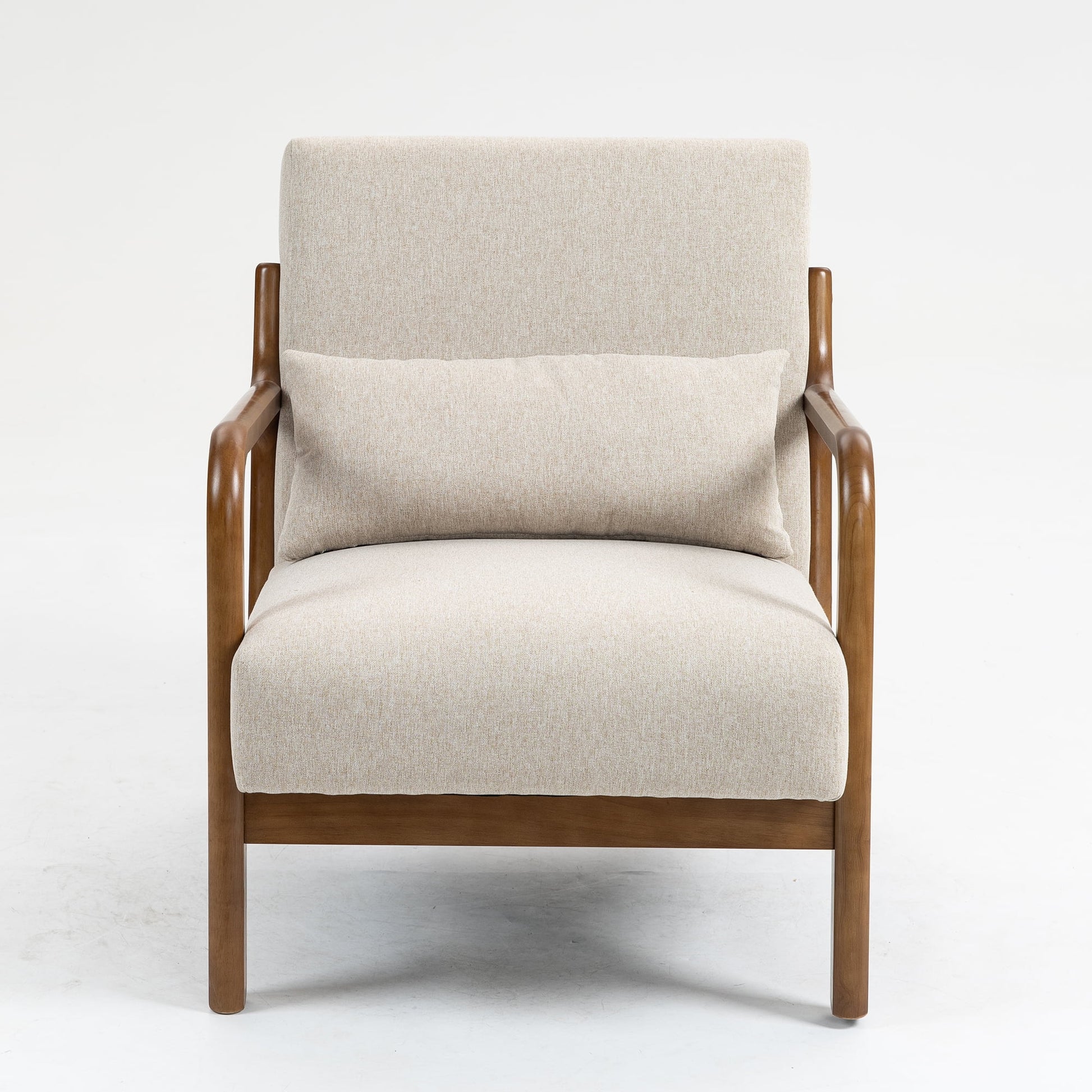 Wood Arm Accent Chair, Beige