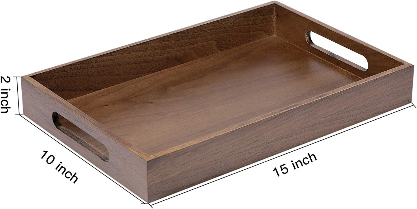 Wood Ottoman Tray Wooden Serving Tray Organizer Tray Decorative Tray Butler Tray Bed Tray for Living Room Coffee Table Countertop 10×15 Inch