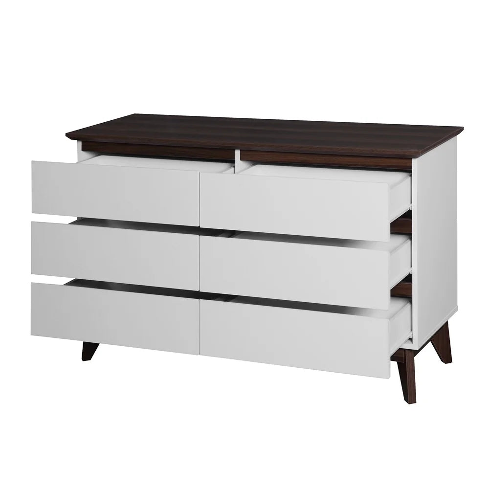 Modern White 6 Drawer Dresser Bedroom White Finish